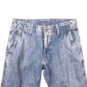 True Religion Trooper Seersucker Pants Blue White Acid Wash Size 31 Drawstring